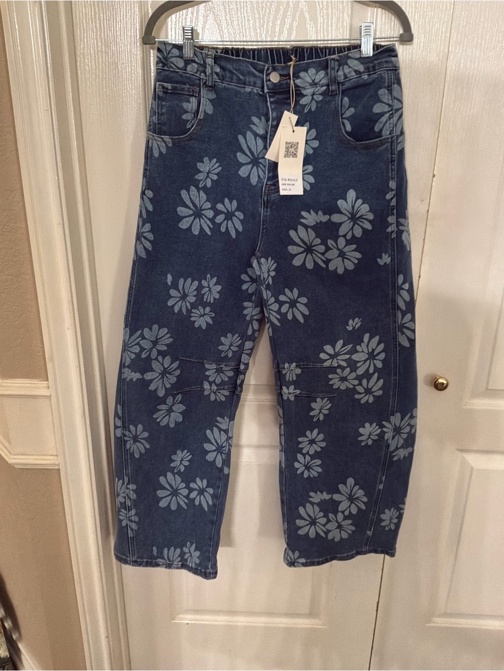 Women's Blue Floral Print Denim Jeans
